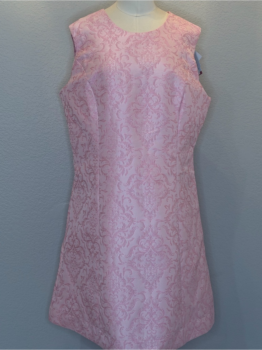 Sleeveless Pink Damask Mini Dress Bridgerton Heart
